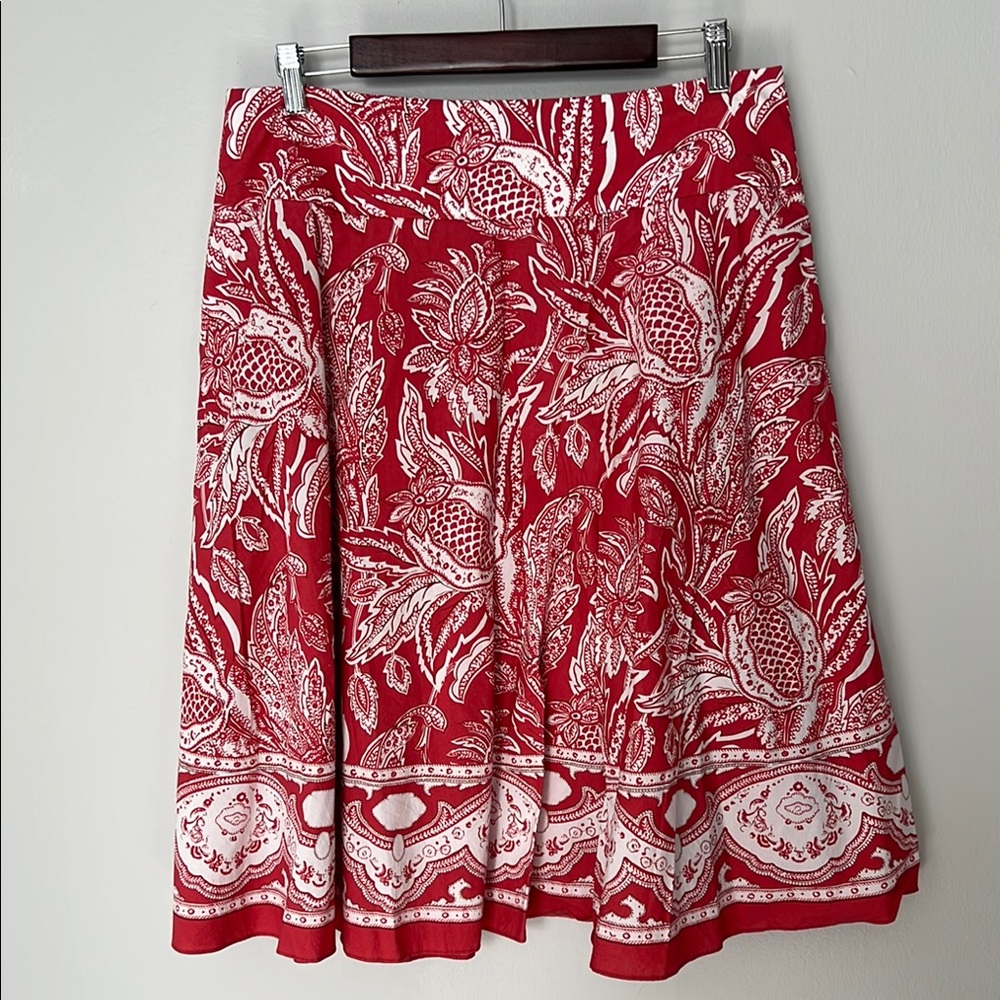 Talbots Red and White Floral Skirt